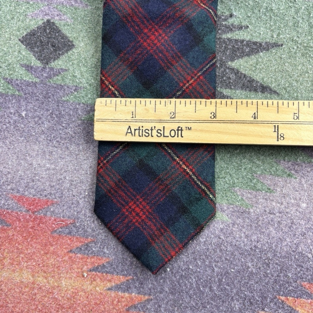 Vintage 60s Pendleton Necktie Tie Plaid 100% Virgin Wool Red Blue Multicolor USA - Picture 6 of 6